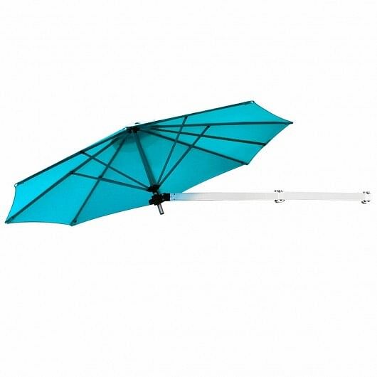 8ft Wall-Mounted Telescopic Folding Tilt Aluminum Sun Shade Umbrella-Blue – Color: Blue