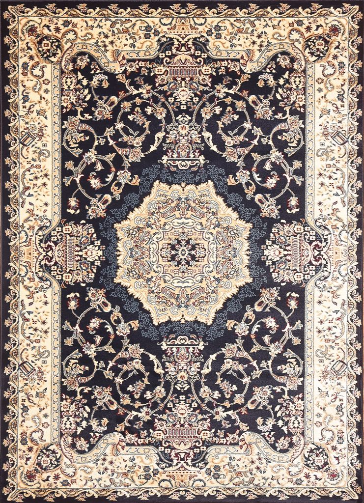 Msrugs Traditional Oriental Medallion Navy Beige Area Rug Persian Style Rug 150