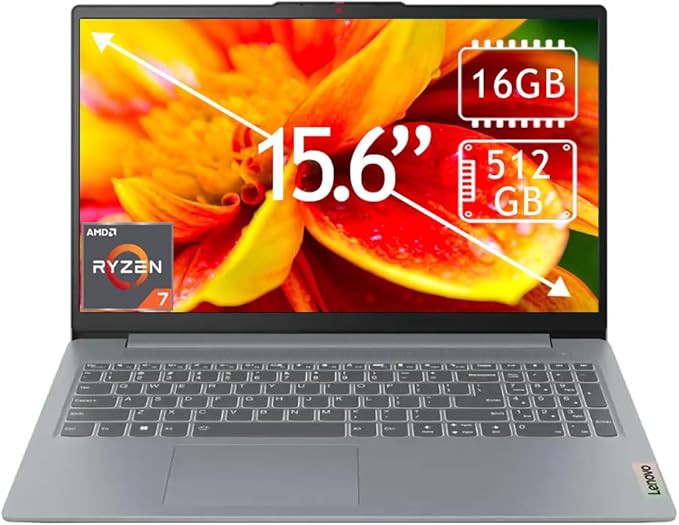 Lenovo IdeaPad Slim 3 15.6" Full HD Touchscreen Laptop – AMD Ryzen 7 5825U, 16GB Memory, 512GB SSD, Arctic Grey