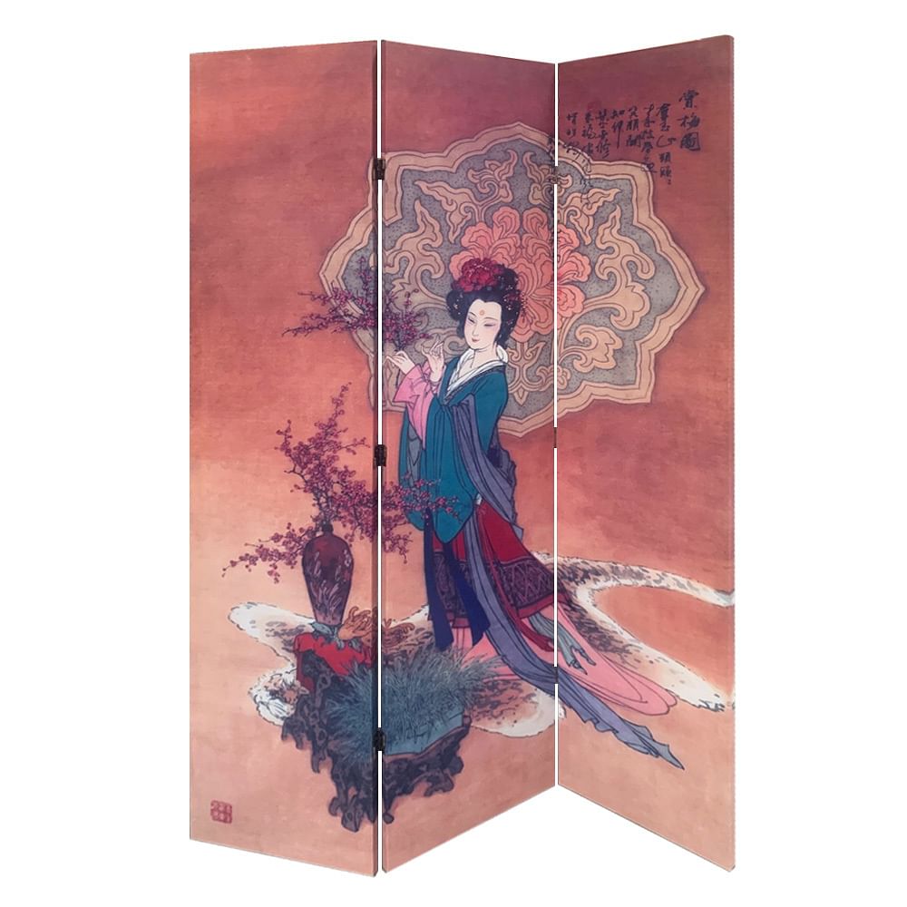 6′ Asian Dynasty Canvas Room Divider Screen