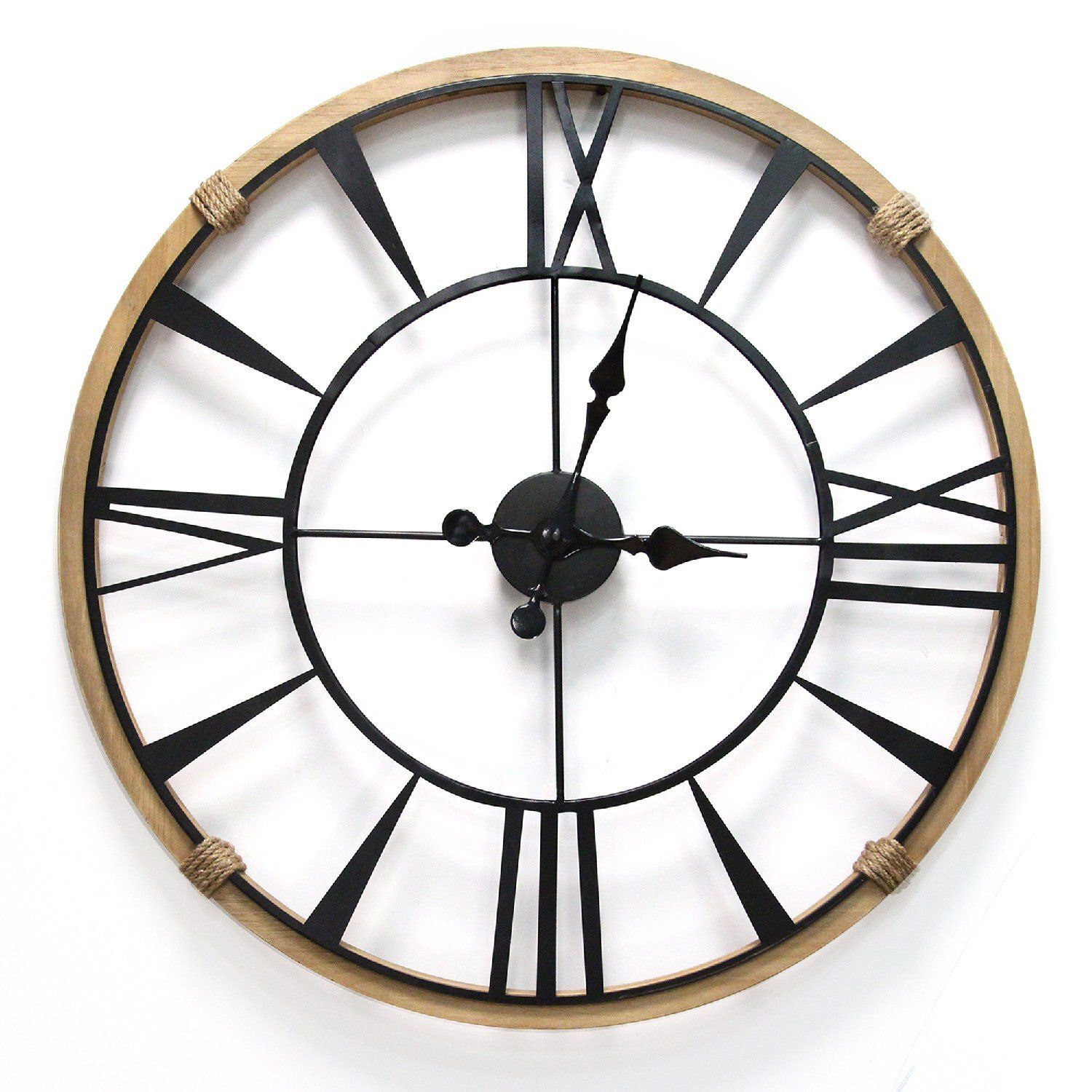 Round Metal Wood Frame Columbus Wall Clock