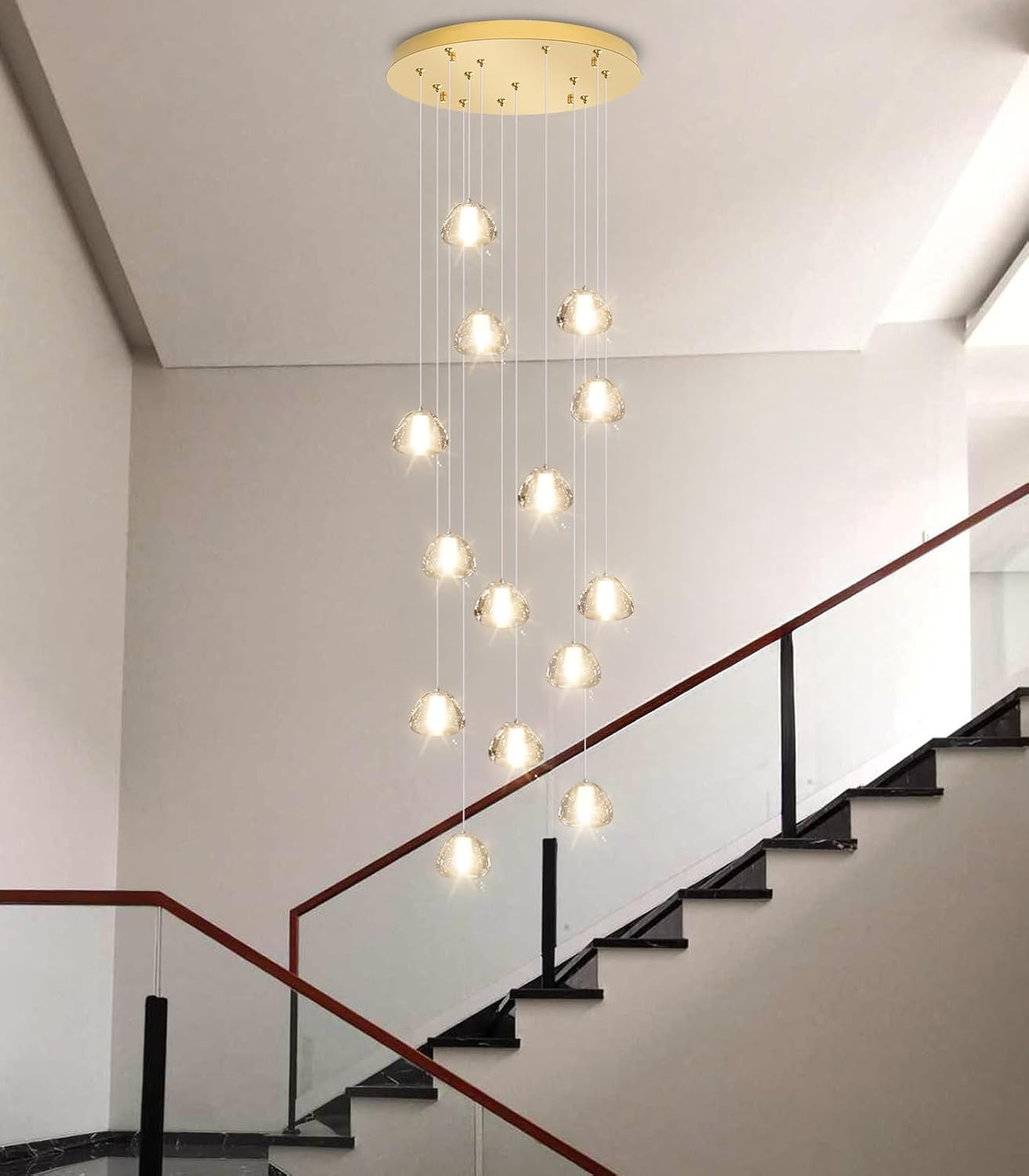 Modern Crystal Chandelier for Hallway Gold LED Ceiling Lighting