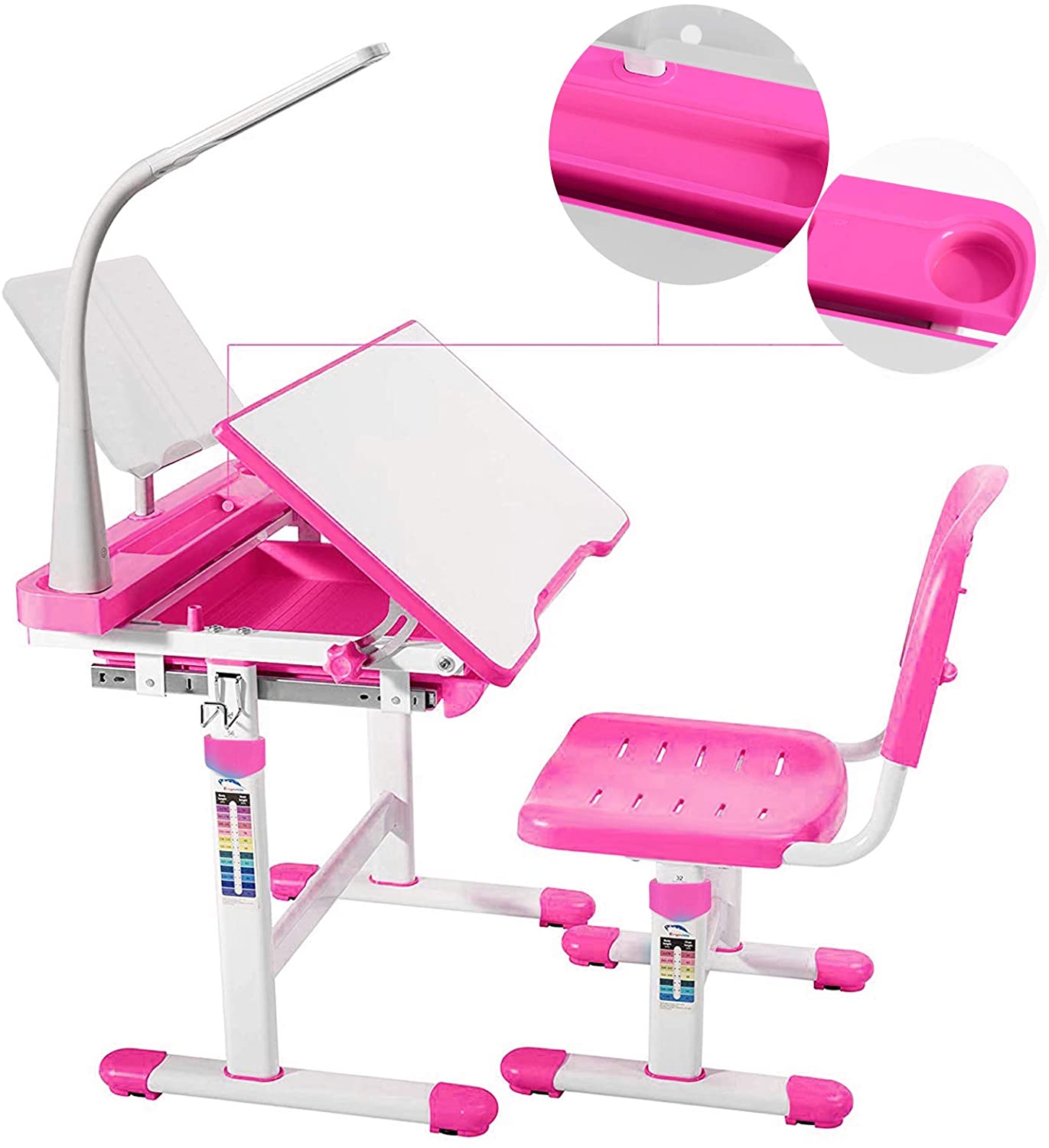 MECOR Kids Desks, Height Adjustable Children Desk and Chair Set