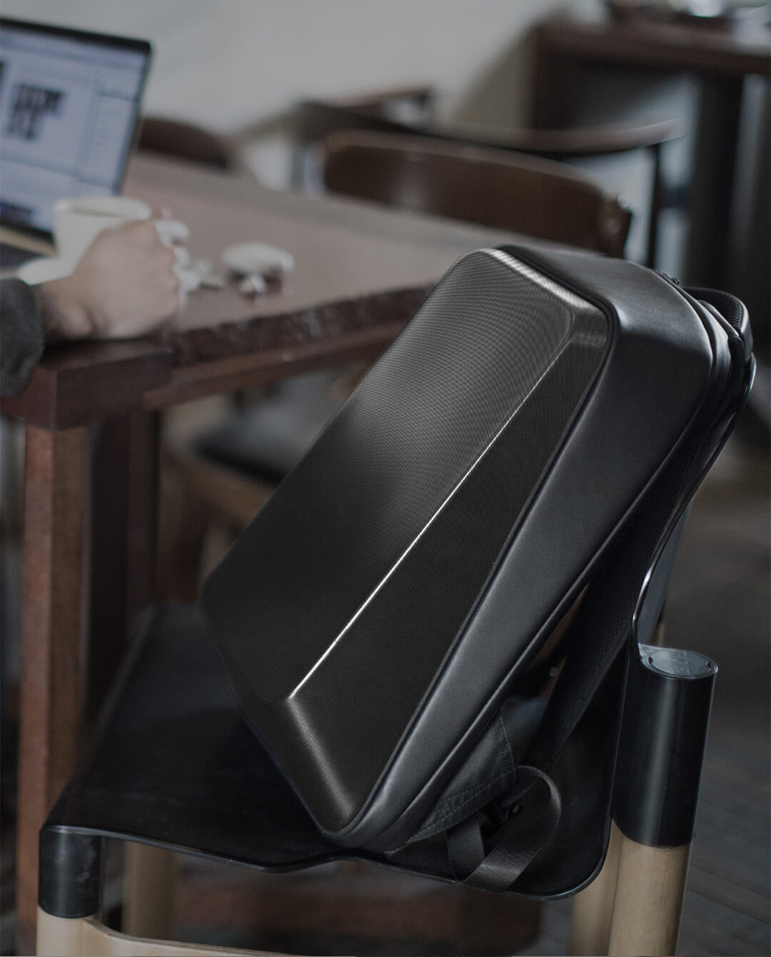 CUBE Series Black Square Backpack Riding Outdoor Backpack Hard Shell Computer Bag