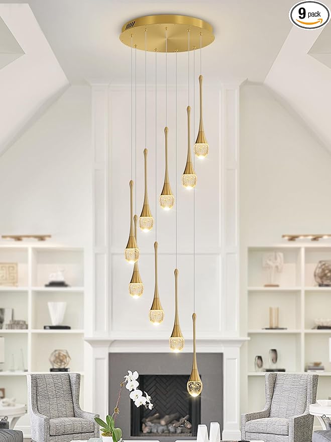 Modern Chandelier 9-Lights Gold Foyer Entrance Chandeliers