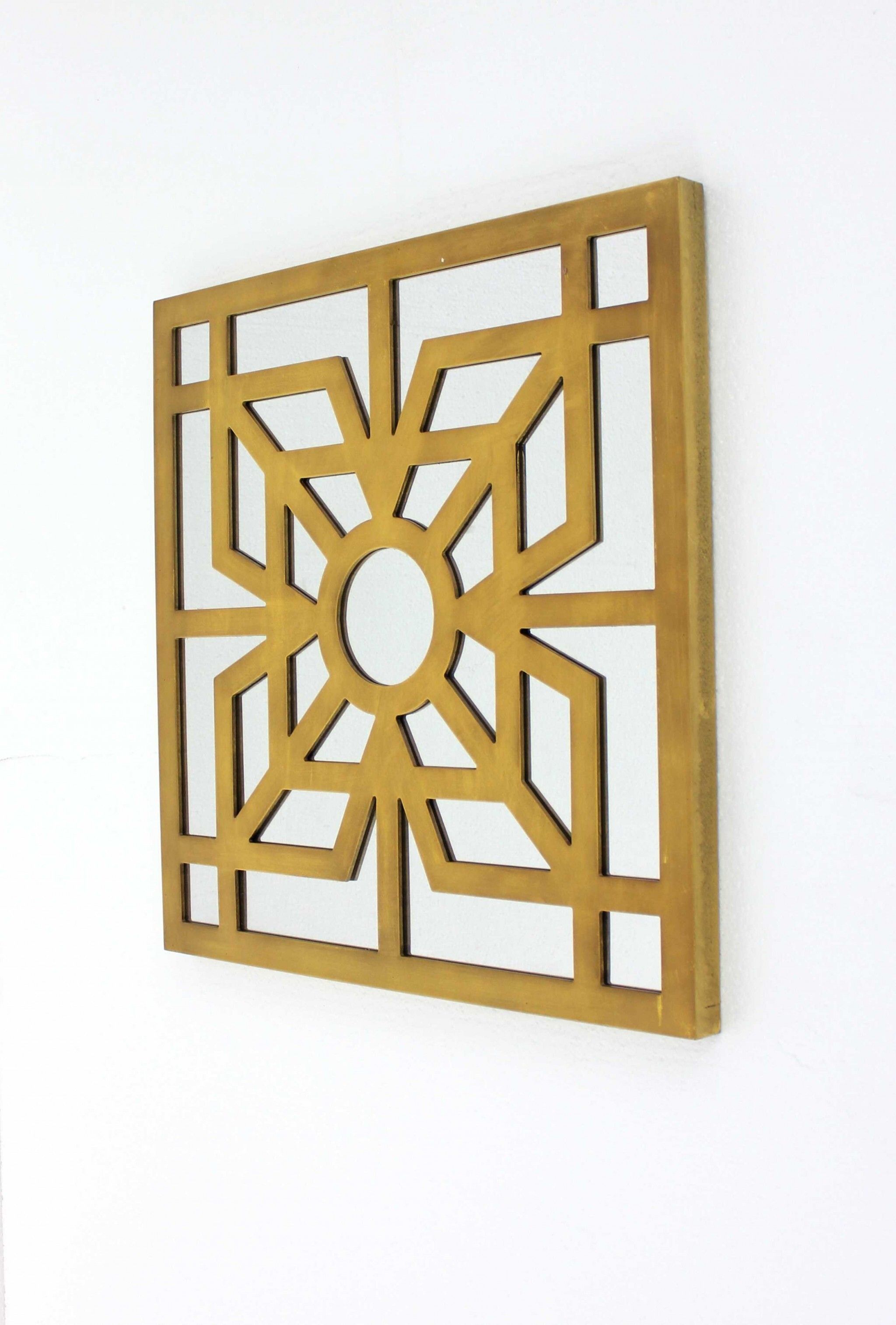 1.25″ x 23.25″ x 23.25″ Bright Gold Mirrored Wooden Wall Decor