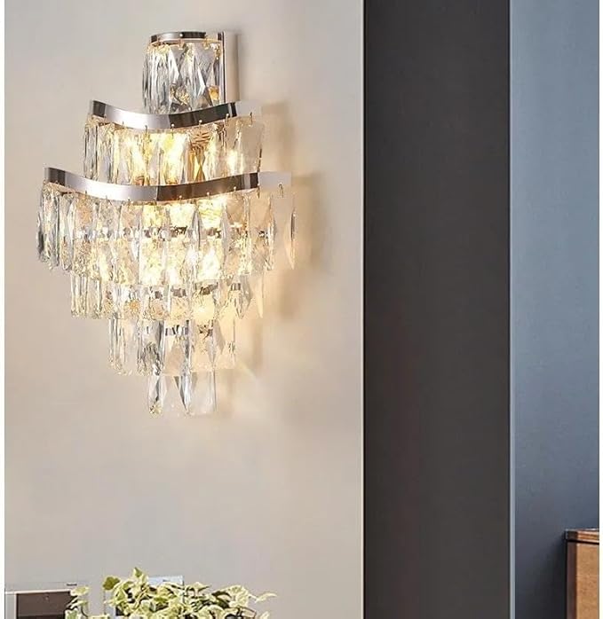 Modern LED Crystal Wall Light Sconce - Elegant Indoor Lighting for Living Room