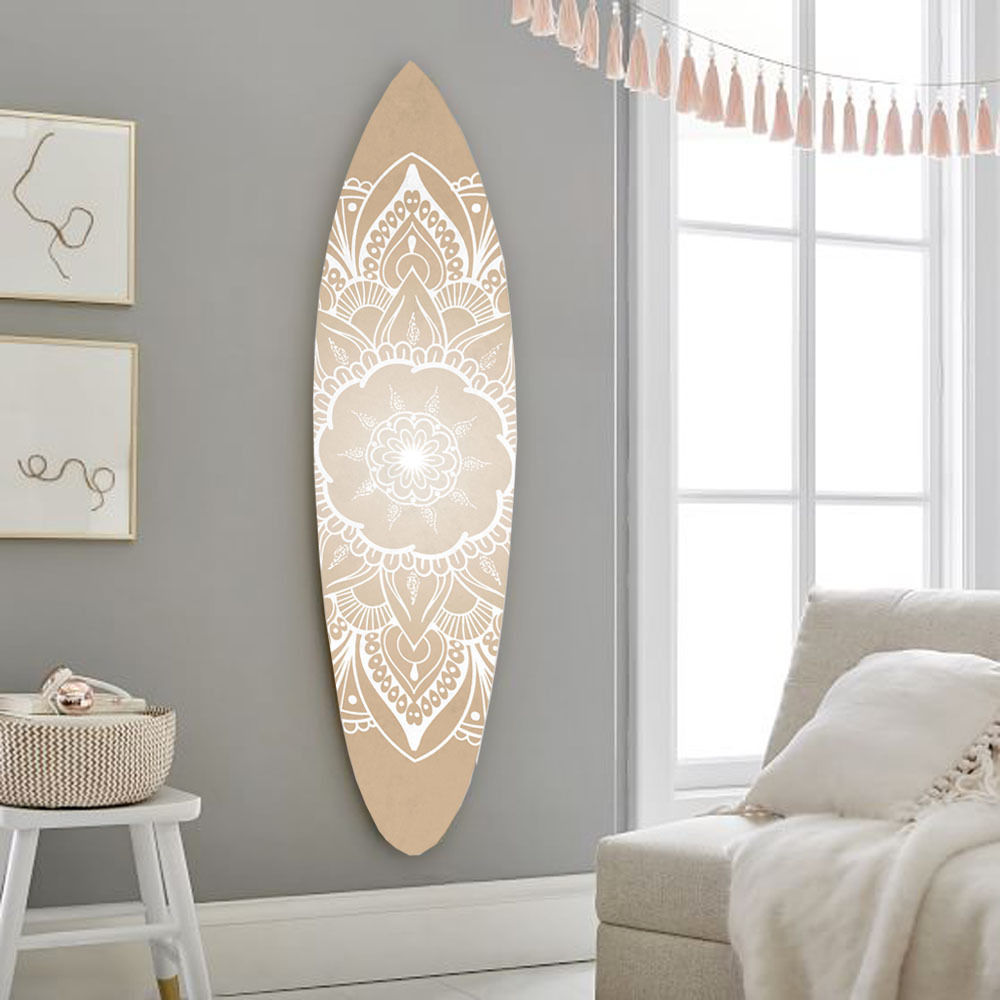 18″ x 1″ x 76″ Wood, Tan, Tranquility Surboard Wall Art